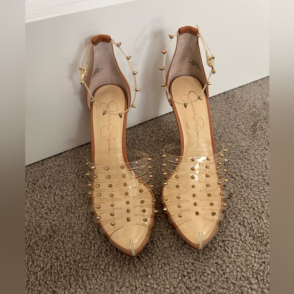 Jessica Simpson Nude and Clear Studded Heels - Picture 2 of 5